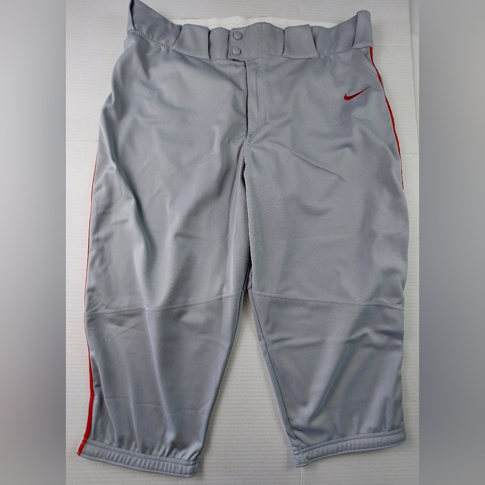 Nike Vapor Baseball Pants Mens Size XXL Gray Red Select High BQ6437-056 NWOT